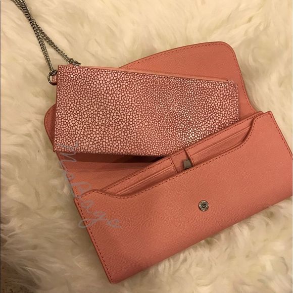 NWT Michael Kors Juliana 3 in 1 Flap Long Wallet Pink/silver - Picture 3 of 6